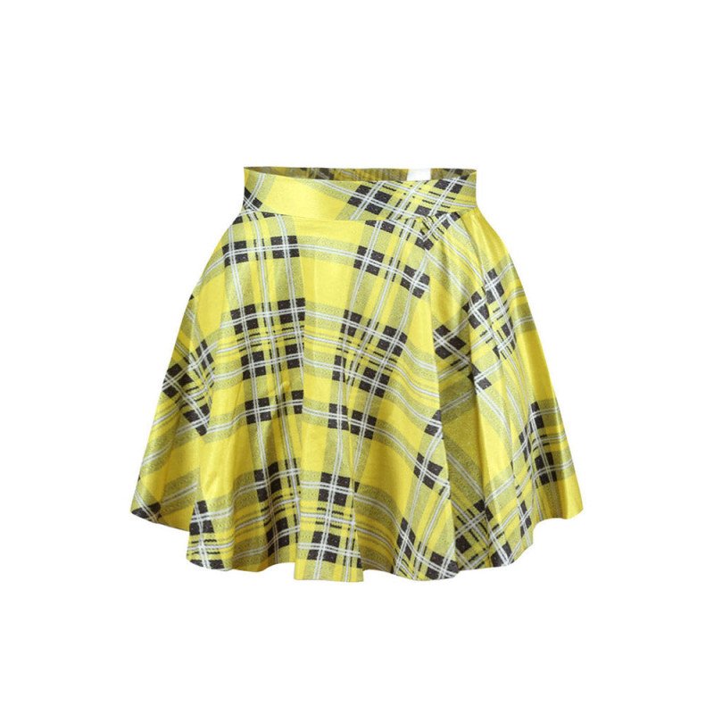 Women Digital Print Pleated Stretchy Flared Casual Mini Skirt