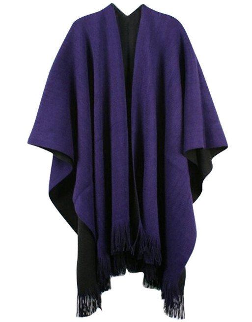 Women Winter Reversible Cashmere Poncho Capes Coat