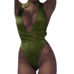 Women's Deep V-Neck Criss Cross Padded One Piece Swimsuit