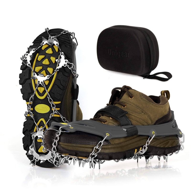 Unigear Ice Cleats, Snow Traction Cleats Crampons for Shoes and Boots XL Gray