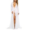 Long Sleeve Sheer Mesh Maxi Beach Cover Up For Women