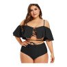 Women Two Piece High Waisted Bikini Set Lace Up Ruffle Two Piece Bathing Suit