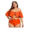 Women Two Piece High Waisted Bikini Set Lace Up Ruffle Two Piece Bathing Suit