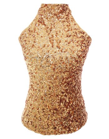 Gold Charming Ladies Sleeveless Sequined Halter Top