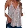 Women's V Neck Sequin Camisole Top Pink