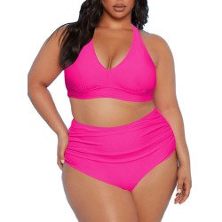 Women's Plus Size Two Piece Crop Top Sporty Athletic Bathing Suit