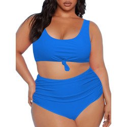 Women's Plus Size Two Piece Crop Top Sporty Athletic Bathing Suit