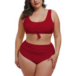 Women's Plus Size Two Piece Crop Top Sporty Athletic Bathing Suit