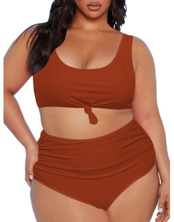 Women's Plus Size Two Piece Crop Top Sporty Athletic Bathing Suit