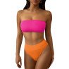 Women's Ribbed High Waist Two Piece Bandeau Swimsuit