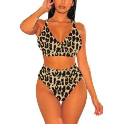 Women's Ruched High Cut Push-up Two Piece Swimsuit