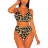Women's Ruched High Cut Push-up Two Piece Swimsuit