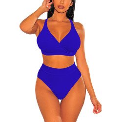 Women's Ruched High Cut Push-up Two Piece Swimsuit
