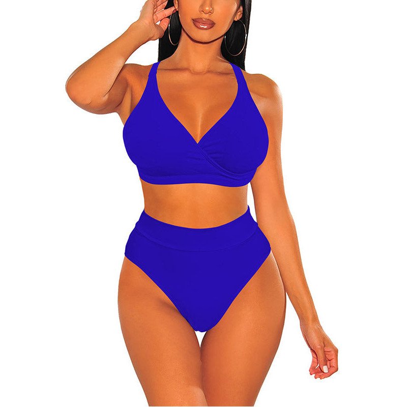 Women's Ruched High Cut Push-up Two Piece Swimsuit
