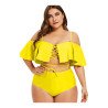 Women Two Piece High Waisted Bikini Set Lace Up Ruffle Two Piece Bathing Suit