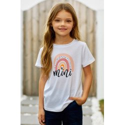 Kids Mini Rainbow Print Crew Neck T Shirt Matching Outfit