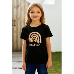 Kids Mini Rainbow Print Crew Neck T Shirt Matching Outfit
