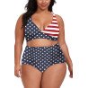 Plus Size American Flag Print High Waist Bikini With Bottom Two Piece Bathing Suit