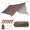 15x14FT Waterproof Lightweight Compact Backpacking Hiking Traveling Hammock Rain Fly Camping Tarp-Brown