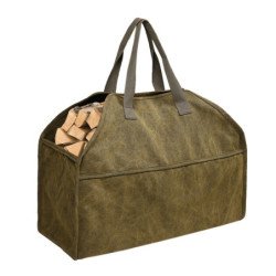 Heavy Duty Wax Canvas Log Carrier Tote Durable Firewood Holder Large Fire Wood Bag