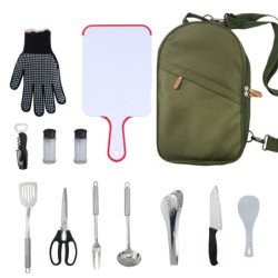 Camping Kitchen Equipment Cooking Utensils Set Portable Picnic Cookware Bag