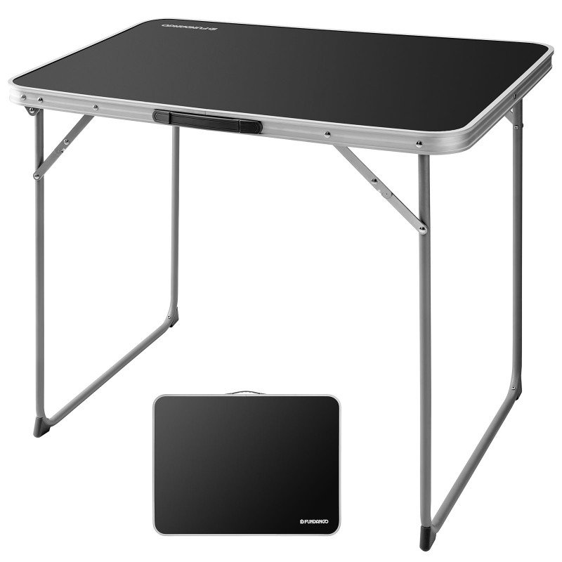 FUNDANGO Portable Lightweight Folding  Outdoor Picnic Beach Backyard Camping Table With Desk Handle-Black