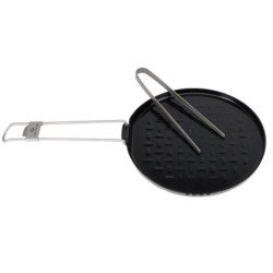 COOK'N'ESCAPE Titanium All Heat Sources Pizza and Steak Skillet Pan Folding Camping Skillet With Tong Nonstick Coating