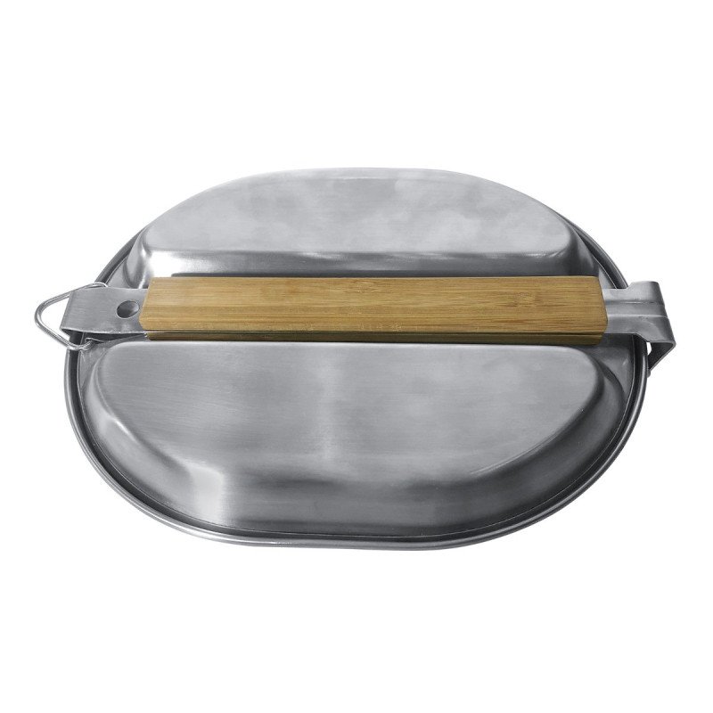 KingCamp 800ml Stainless Steel Camping Hiking Outdoor Cookware Lunch Container With bamboo handle spork