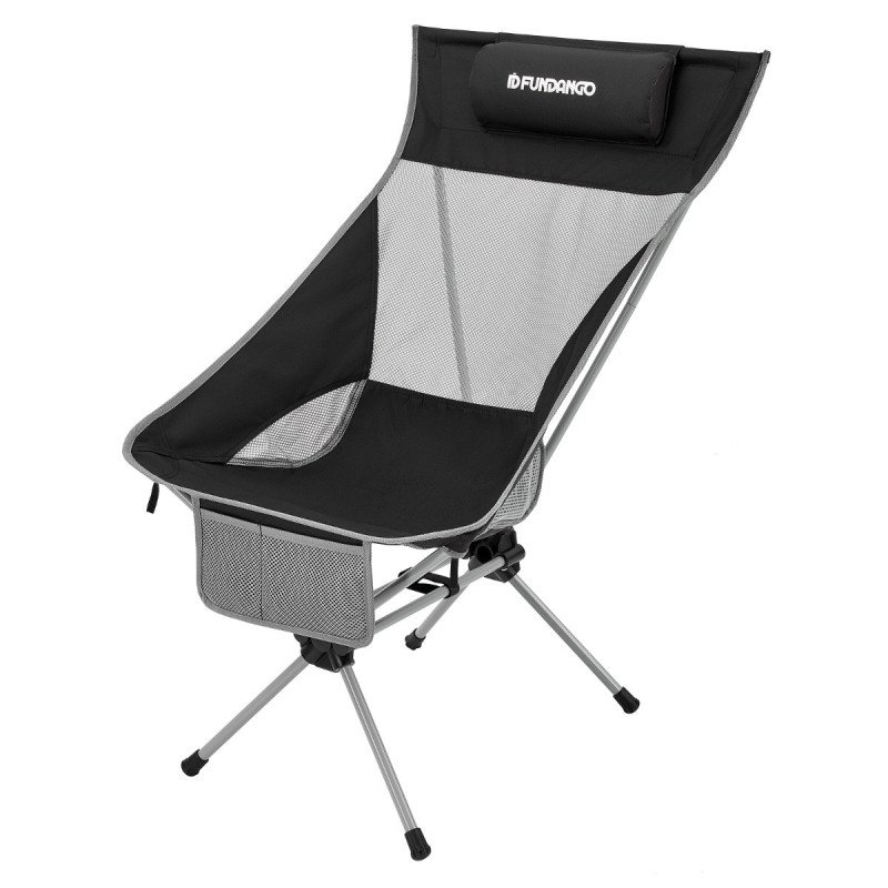 FUNDANGO Lightweight High Back Outdoor Picnic Travel  Portable Folding Camping Chair with Headrest Carry Bag