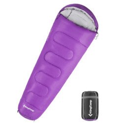 KingCamp Treck Series Double Layer Warm Comfort Lightweight Portable Mummy Sleeping Bag for Camping KS3131-Purple-Right
