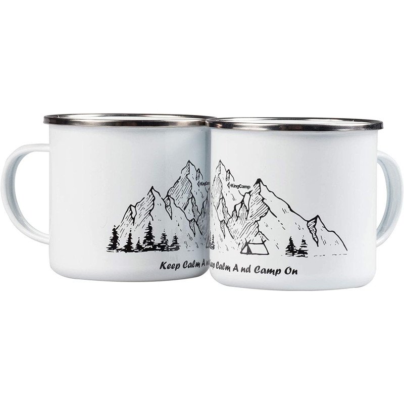 KingCamp Enamel Camping Outdoor Coffee Portable Enamel Cup with Handle 15 fl oz Mug -2-PACK KingCamp Enamel Camping Outdoor Coffee Portable Enamel Cup with Handle 15 fl oz Mug -2-PACK