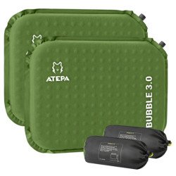 ATEPA Self-Inflating Insulated Seat Cushion for Stadium,Camping, Pressure Relief-Green(2-pack)
