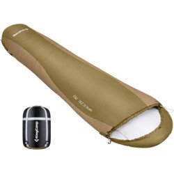 KingCamp Mummy Sleeping Bag, 1.7lbs Ultralight Warm 3 Season Waterproof Backpacking Sleeping Bags -Olive