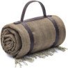 KingCamp 79" x 59" Picnic Beach Blanket Faux Wool Waterproof Sand Free Backing with PU Handle KP2012-Beige/Coffee-peva