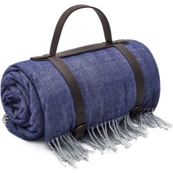 KingCamp 79" x 59" Picnic Beach Blanket Faux Wool Waterproof Sand Free Backing with PU Handle KP2012-Blue/Gray-peva