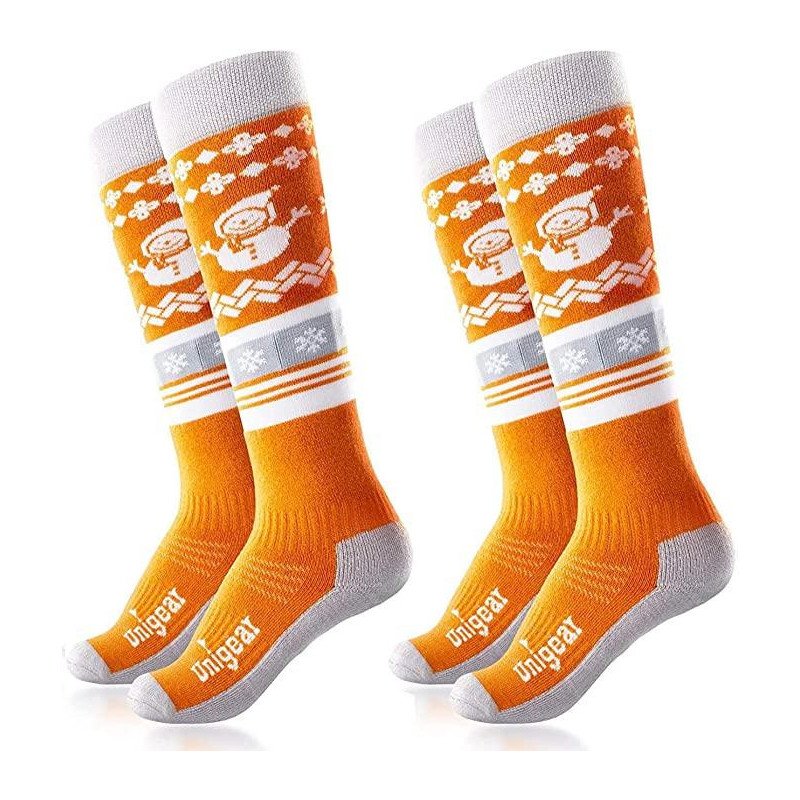 Kids Ski Socks for Boys Girls S 2Pairs(Orange+Orange)