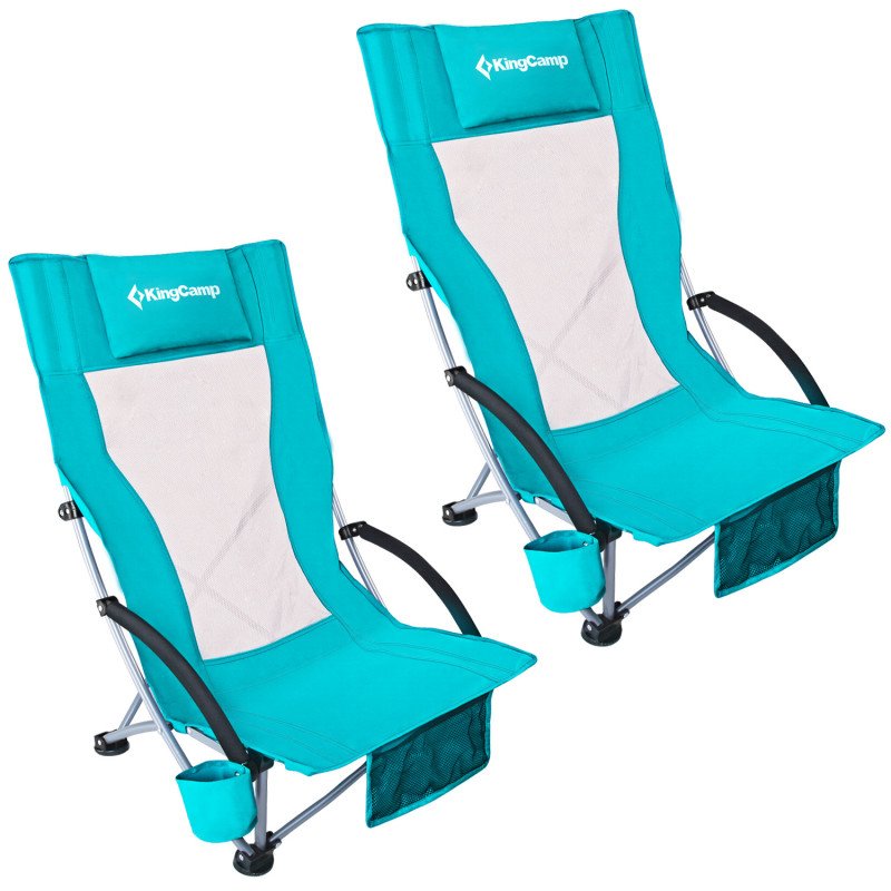 KingCamp High Sling Beach Chair 2-piece Set-Cyan