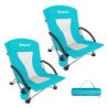 KingCamp Low Back Lightweight Strong Stable Folding Beach Chair with Mesh Back 2-piece Set KC1919-Cyan