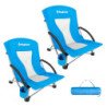 KingCamp Low Back Lightweight Strong Stable Folding Beach Chair with Mesh Back 2-piece Set KC1919-Blue
