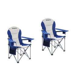 KingCamp Lumbar Support Heavy Duty Folding Portable Outdoor Camp Chair-2 Packs KC3888-Navy/Grey