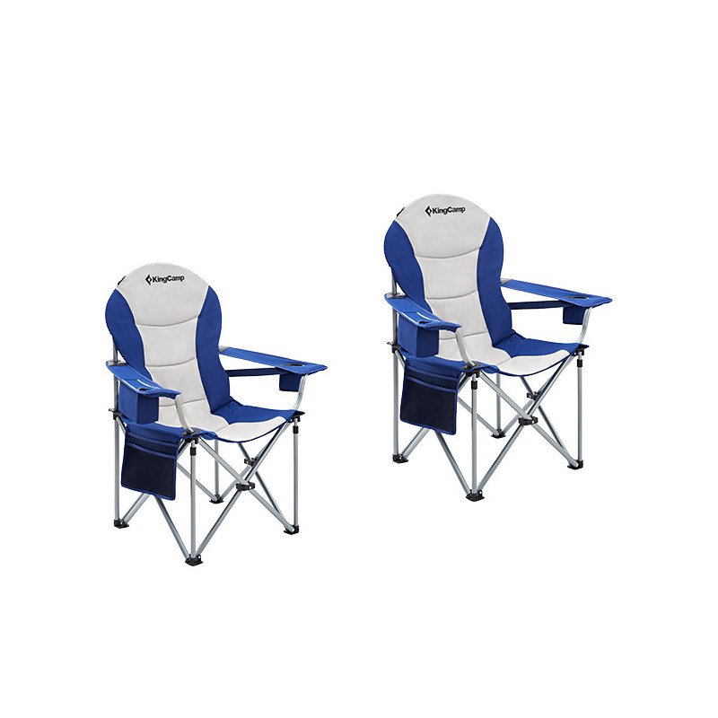 KingCamp Lumbar Support Heavy Duty Folding Portable Outdoor Camp Chair-2 Packs KC3888-Navy/Grey