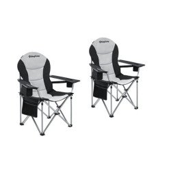 KingCamp Lumbar Support Heavy Duty Folding Portable Outdoor Camp Chair-2 Packs KC3888-Black/Grey
