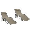KingCamp 4-Positions Reclining Folding Camping Outdoor Chaise Lounge Lounger-2 Packs KC2019-Beige