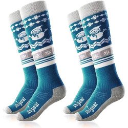 Kids Ski Socks for Boys Girls S 2Pairs(Blue+Blue)