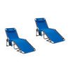 KingCamp 4-Positions Reclining Folding Camping Outdoor Chaise Lounge Lounger-2 Packs KC2019-Blue