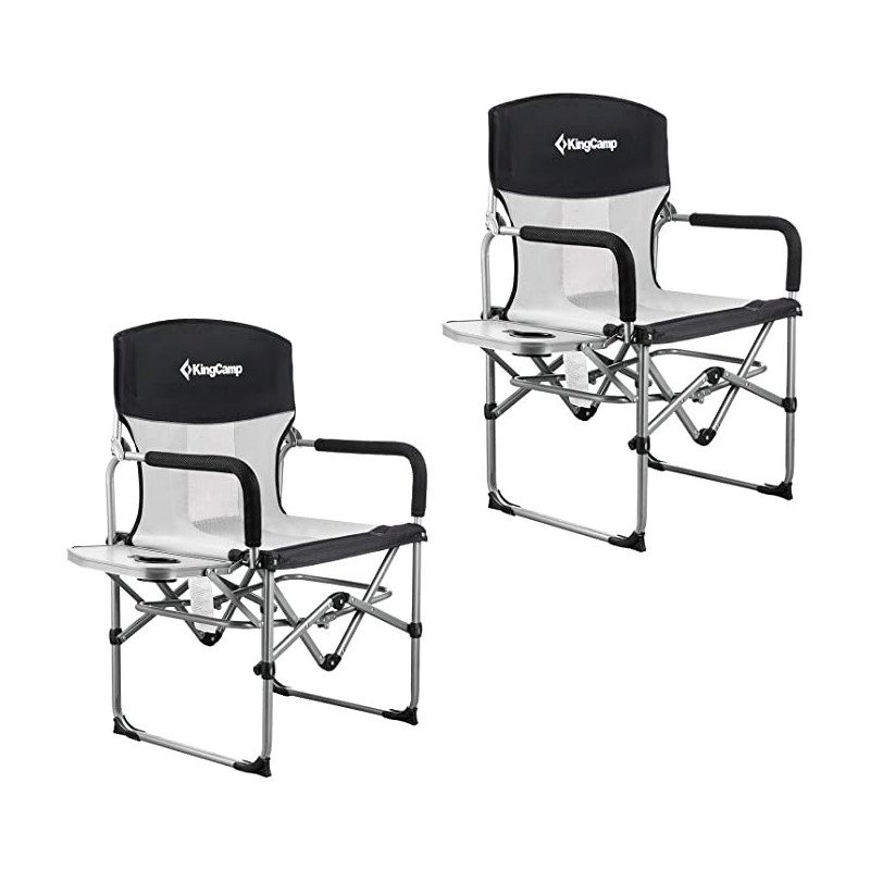 Kingcamp Folding Director Mesh Back Camping Chair for Outside with Side Table-2Packs