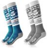 Kids Ski Socks for Boys Girls S 2Pairs(Blue+Grey)