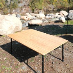 KingCamp Folding Portable Aluminum Legs Outdoor Camp Picnic Table Bamboo Table with Adjustable Height