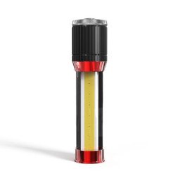 Outdoor Camping Flashlight, Telescopic Zoom Aluminum Alloy COB+LED Flashlight