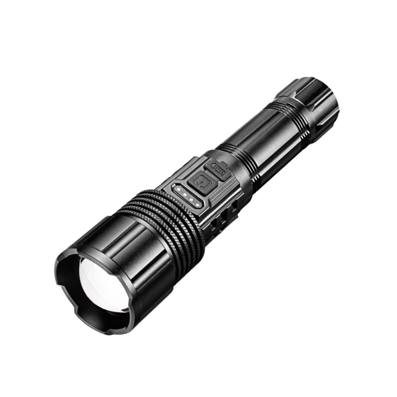 USB Rechargeable Flashlight with COB Side Lamp, Outdoor Telescopic Zoom LED 5 Modes Light